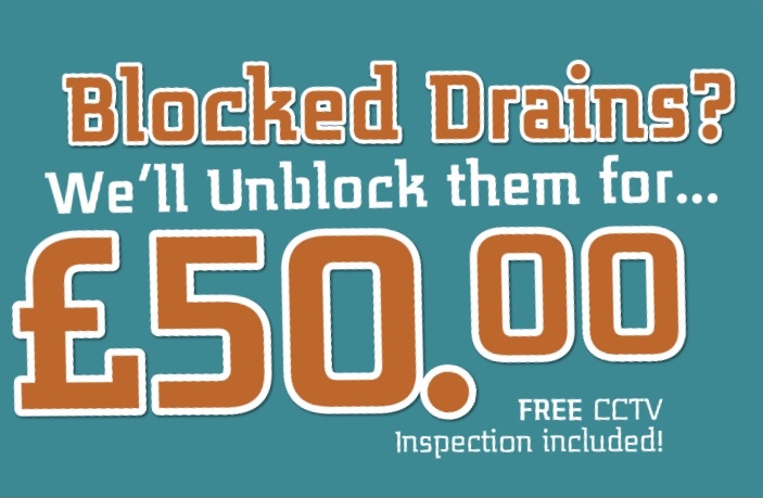 Blocked Drains Cleared For £50.00 Plus Free CCTV Survey